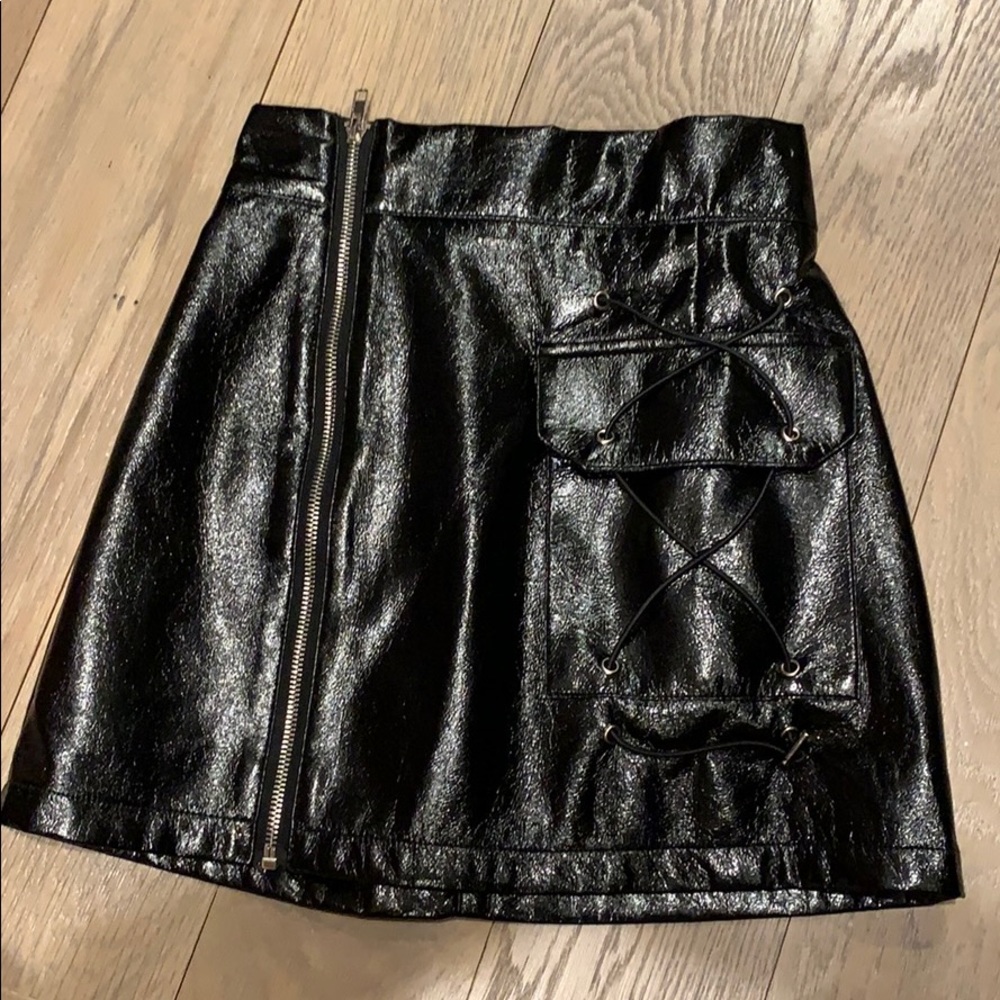 Black Faux Leather Skirt by mags & pye
